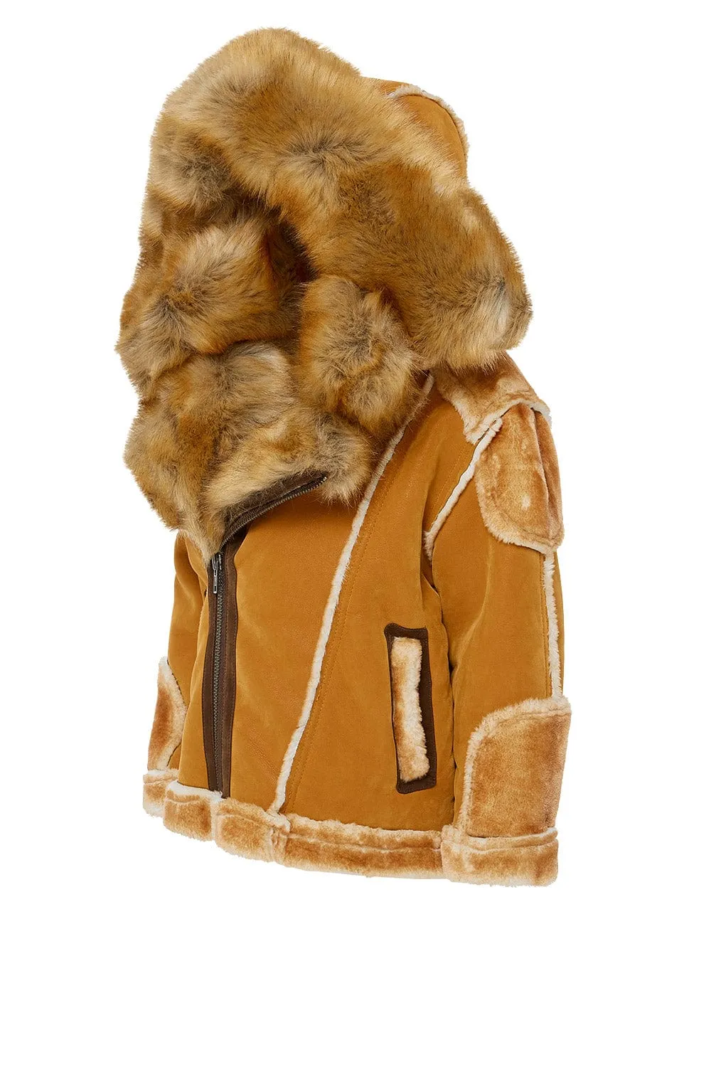 Kids El Jefe Shearling Moto Jacket (Cognac)