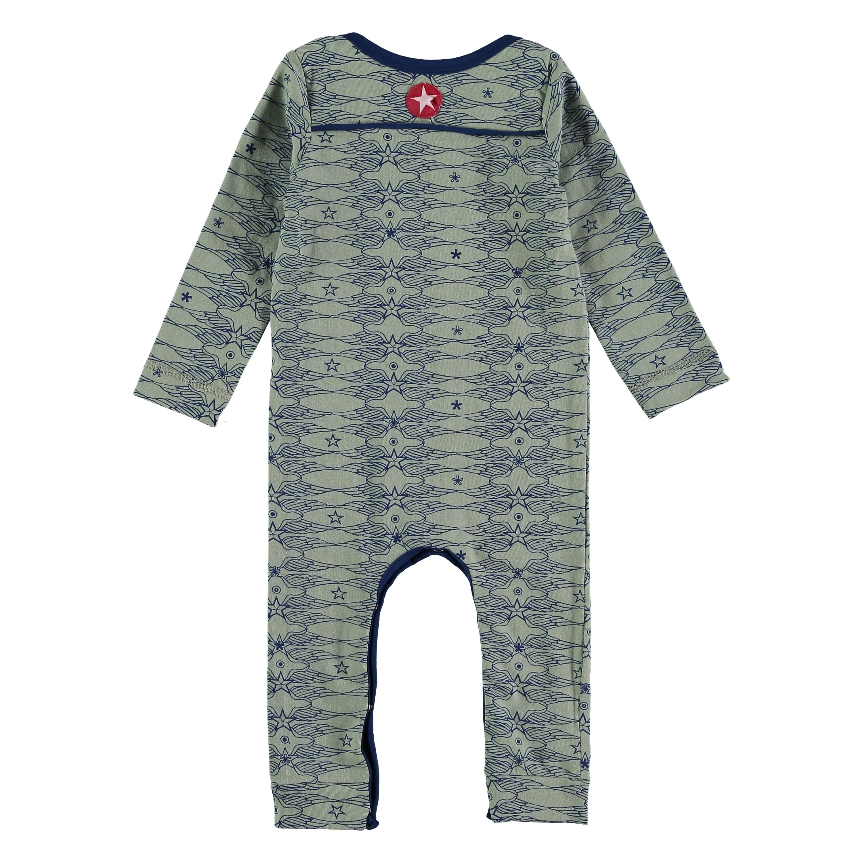 Kik Kid Romper Long Star Wings Jersey Green Dark Blue