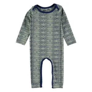 Kik Kid Romper Long Star Wings Jersey Green Dark Blue