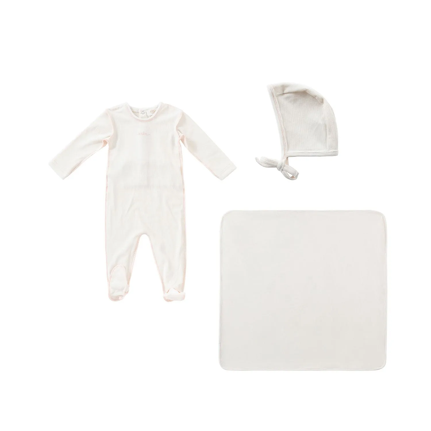 Kipp Baby Pink Edge Stitch Layette Set