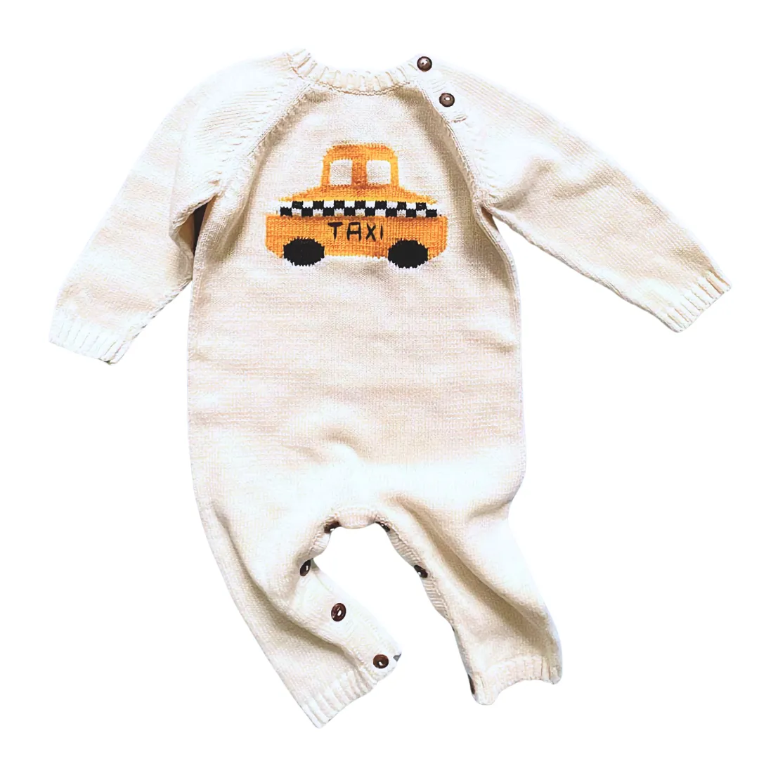 Knit Baby Romper - Taxi