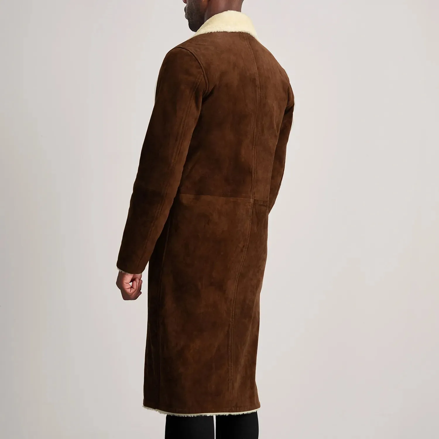 Kolby Brown Suede Shearling Long Coat