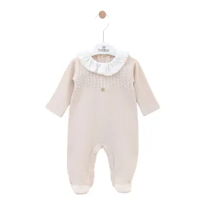 Leo king - Beige romper with long sleeves and feet