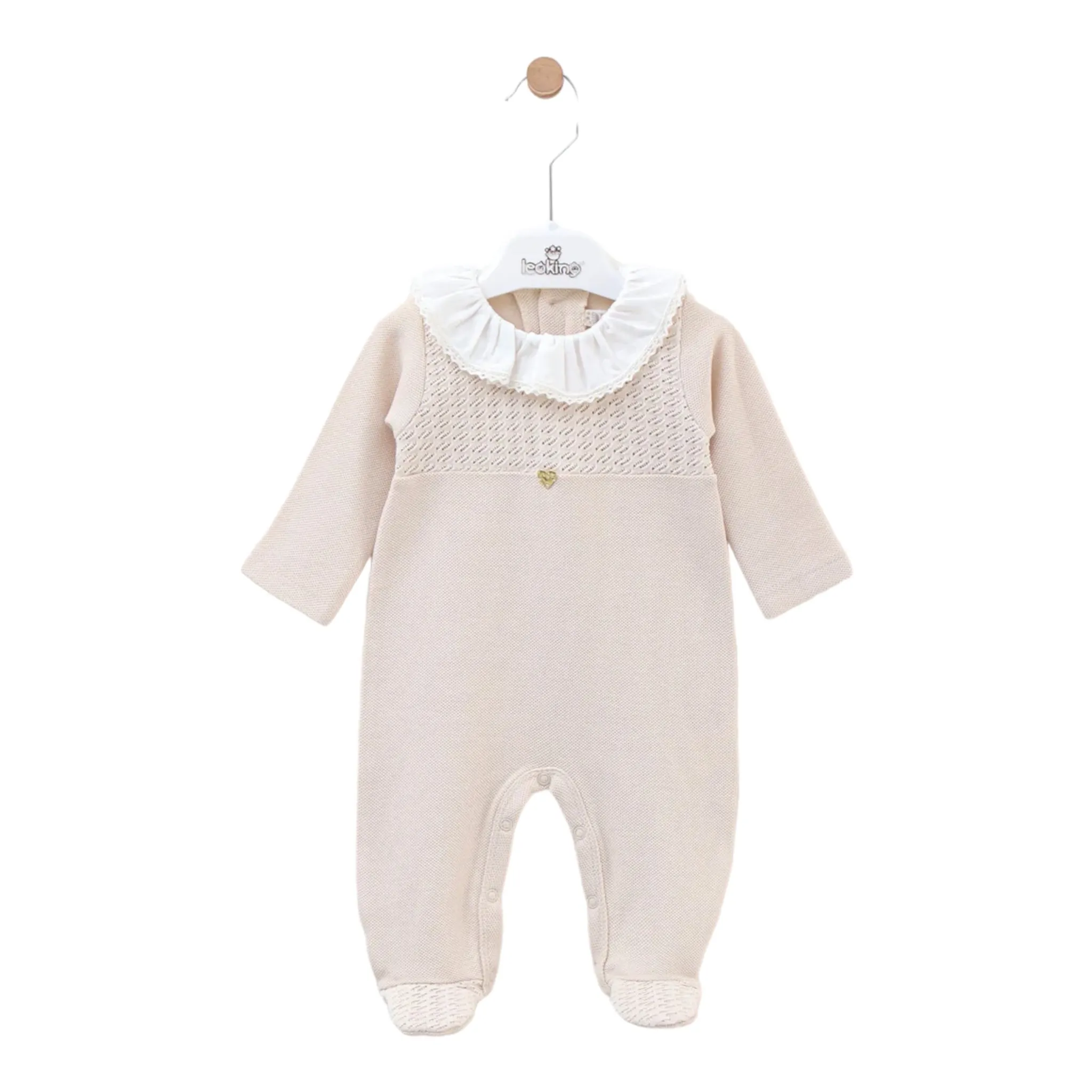 Leo king - Beige romper with long sleeves and feet