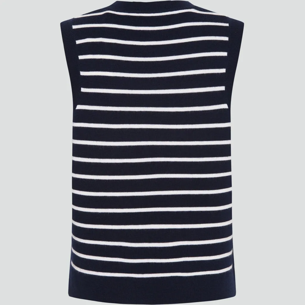 Lera Knit Vest - Dark Navy Stripe