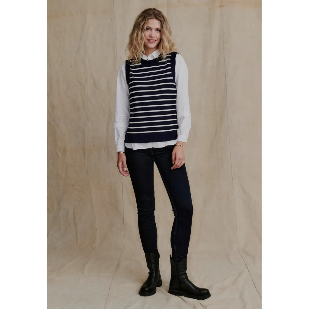 Lera Knit Vest - Dark Navy Stripe