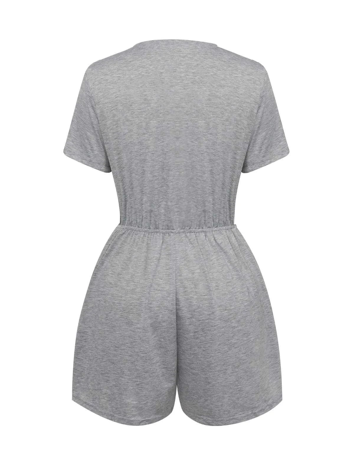 Light Gray 1950s Round Neck Solid Romper