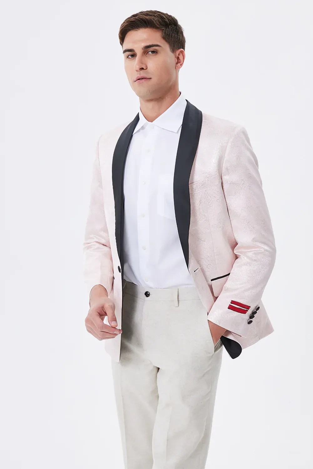 Light Pink Shawl Lapel Men's Blazer