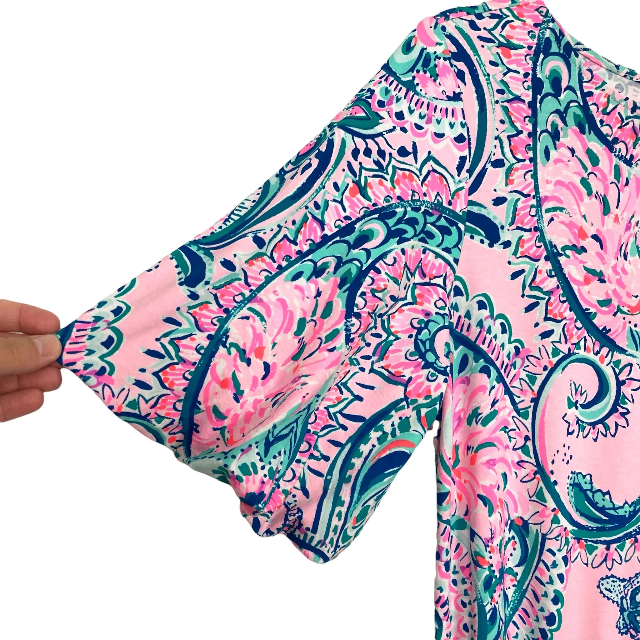 Lilly Pulitzer Pink and Teal Print Romper- Size M