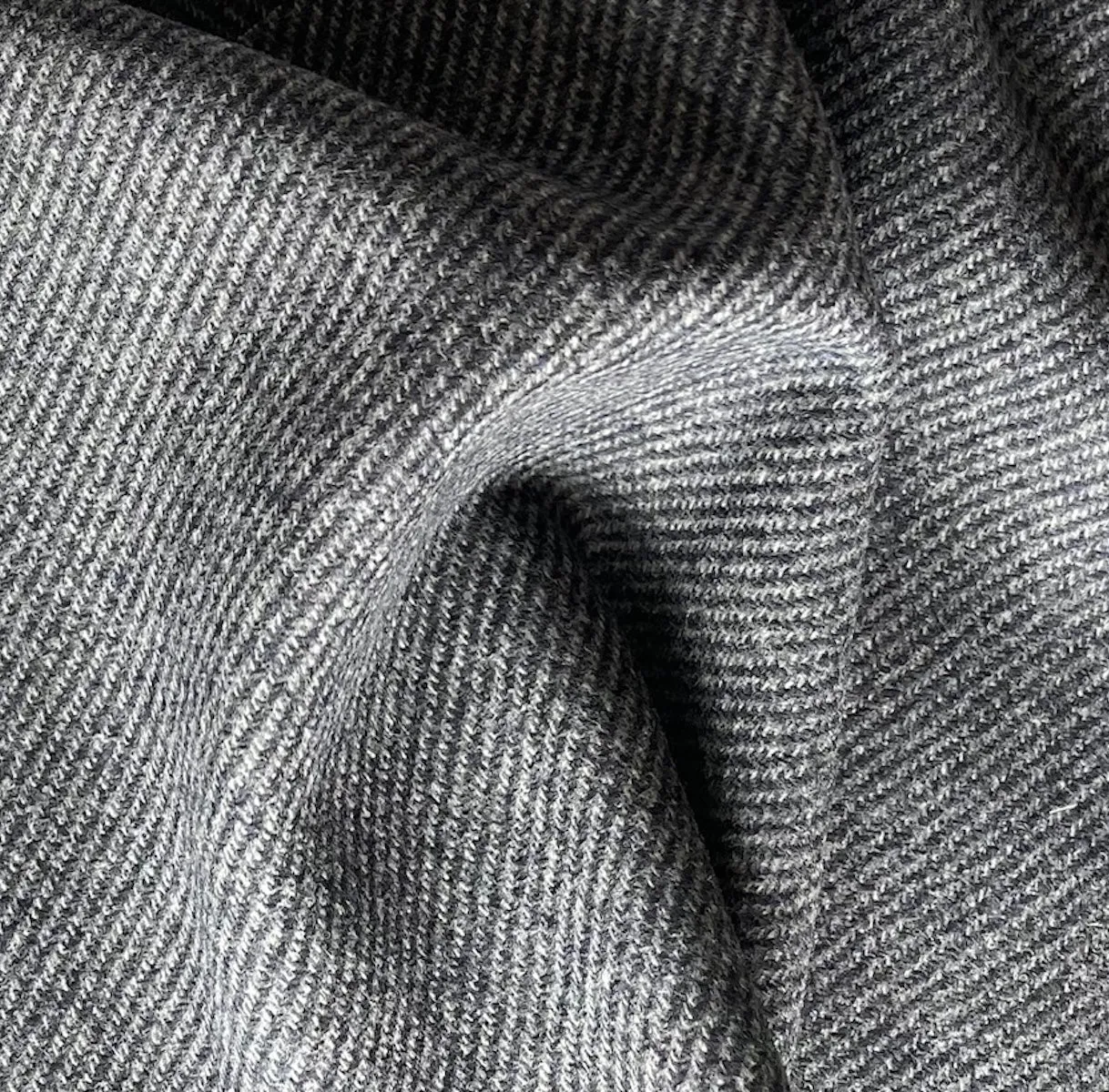 Loro Piana Mid-Weight Charcoal & Abalone Lambswool/Wool Twill (Made in Italy)