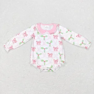 LR0577 baby bow pink long sleeve onesie