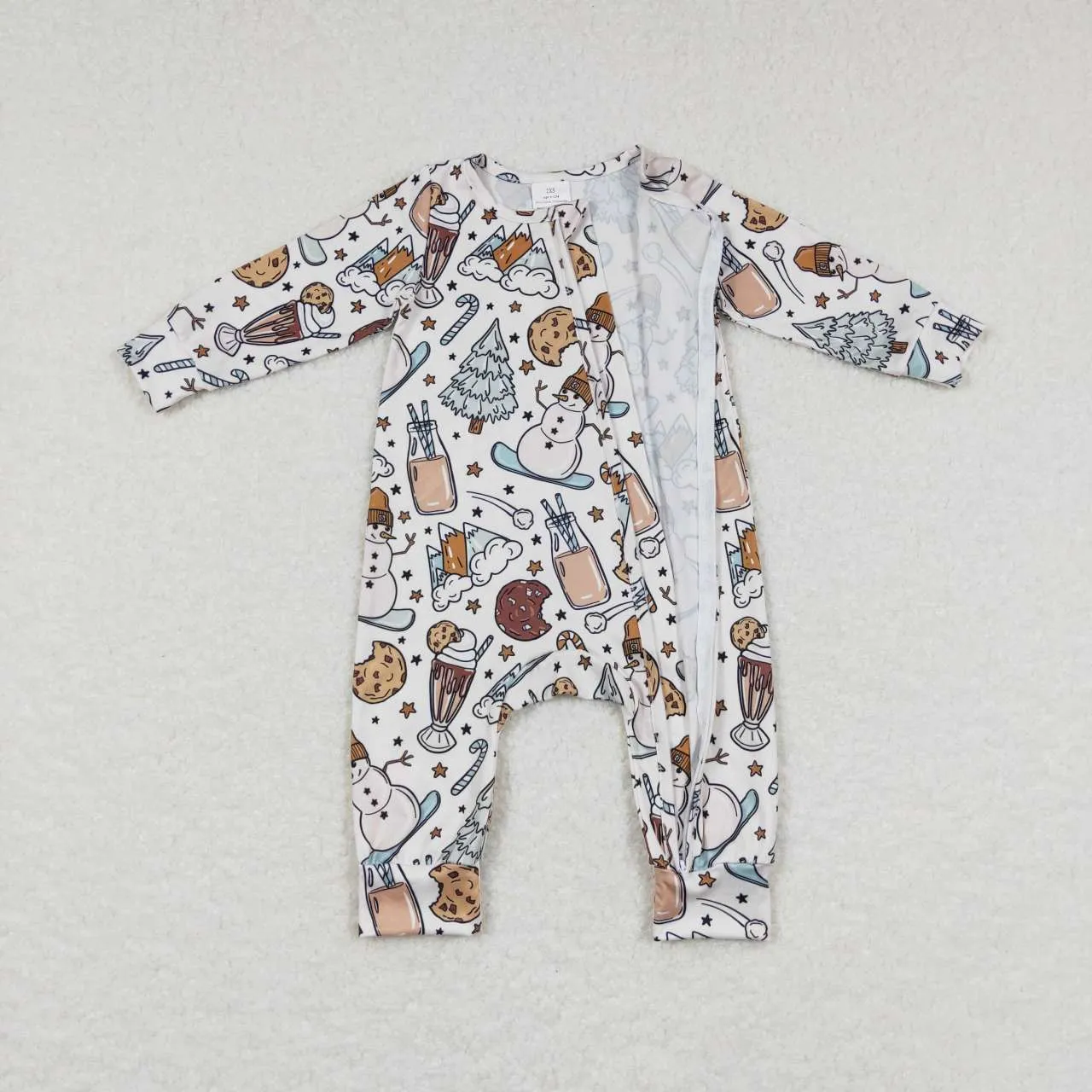 LR0651 baby winter snowmen print zipper onesie