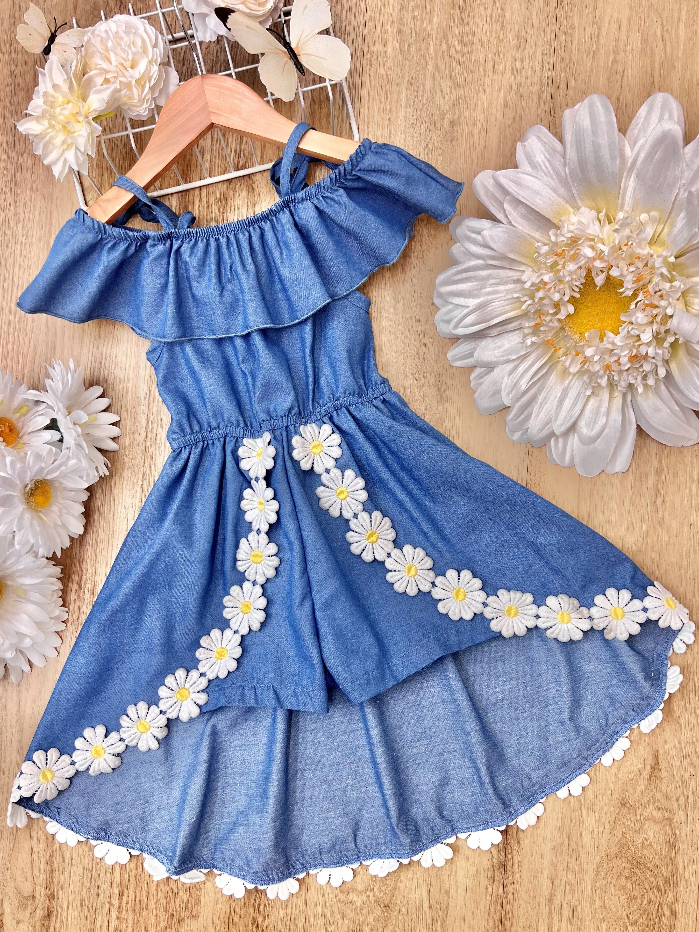 Make My Daisy Chambray Romper Dress