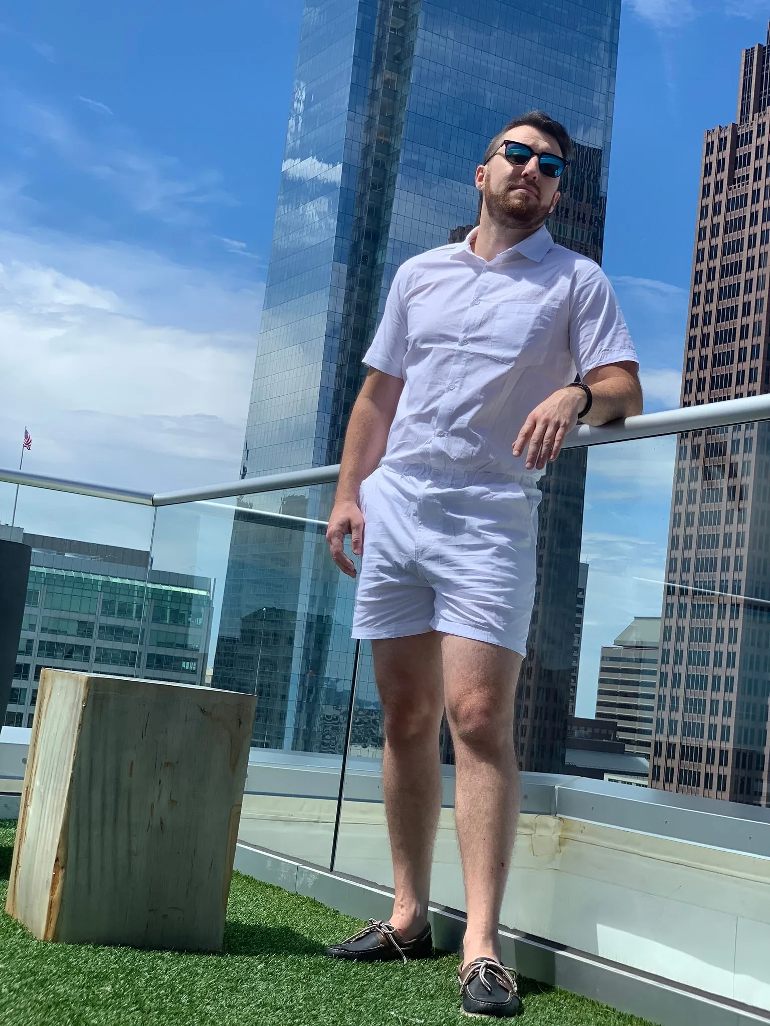 Male Romper - White