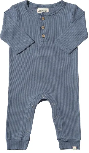 MASON RIBBED ROMPER - BLUE