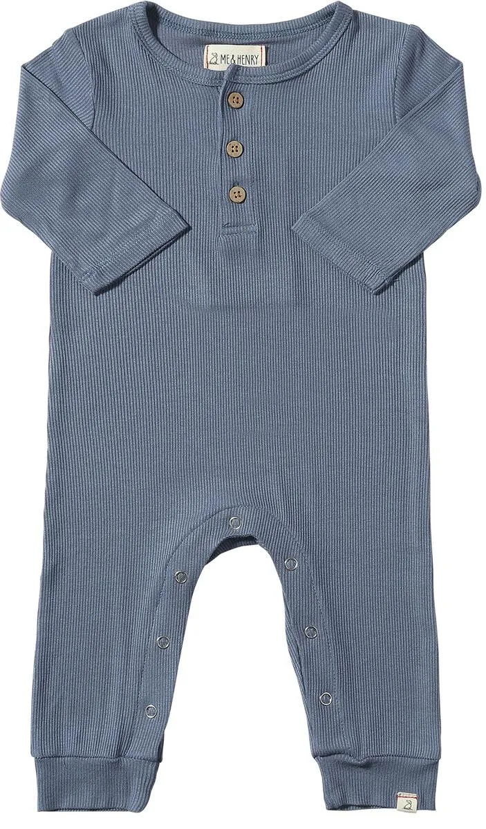 MASON RIBBED ROMPER - BLUE