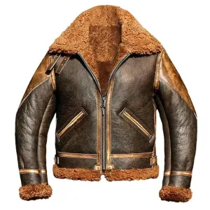 Men’s RAF Aviator B3 Shearling Bomber Leather Jacket