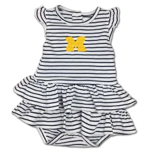 Michigan Stripes 'n Ruffles Skirted Romper (Only 12M Left)