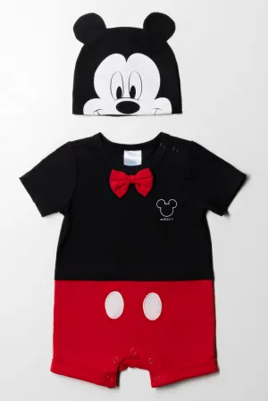 Mickey Mouse Bow Tie Romper Red & Black