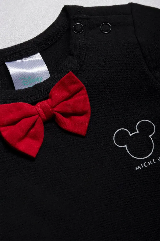 Mickey Mouse Bow Tie Romper Red & Black