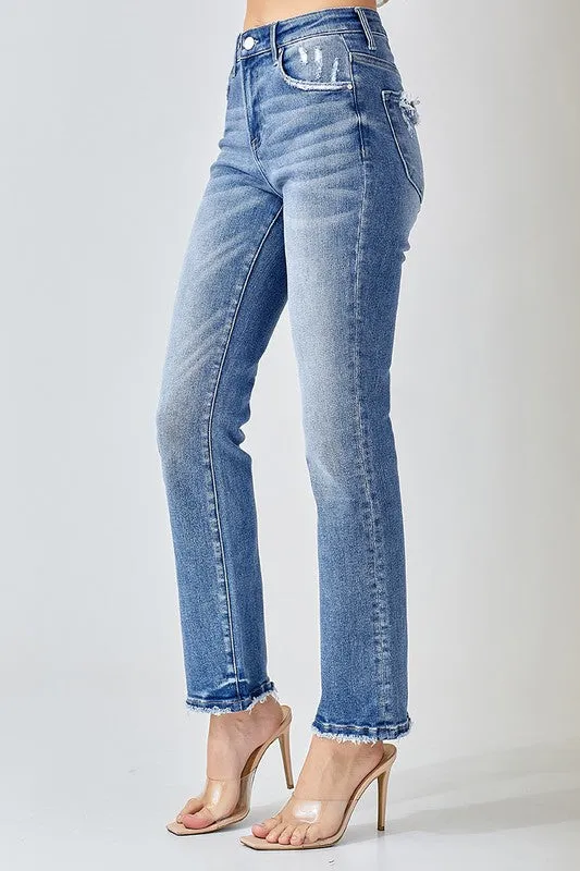 Mid Rise Straight Jeans