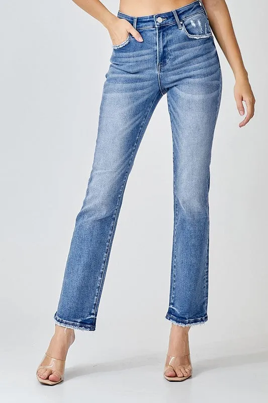 Mid Rise Straight Jeans