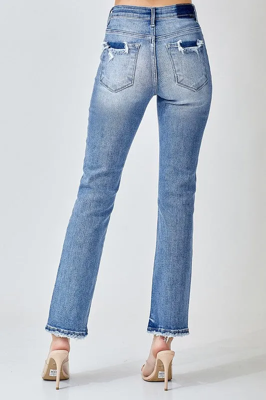 Mid Rise Straight Jeans