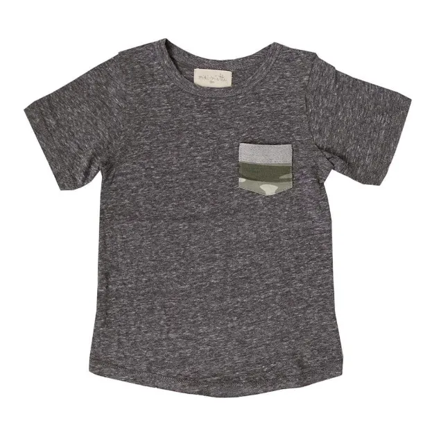 Miki Miette - Camo Pocket Tee in Heather Grey