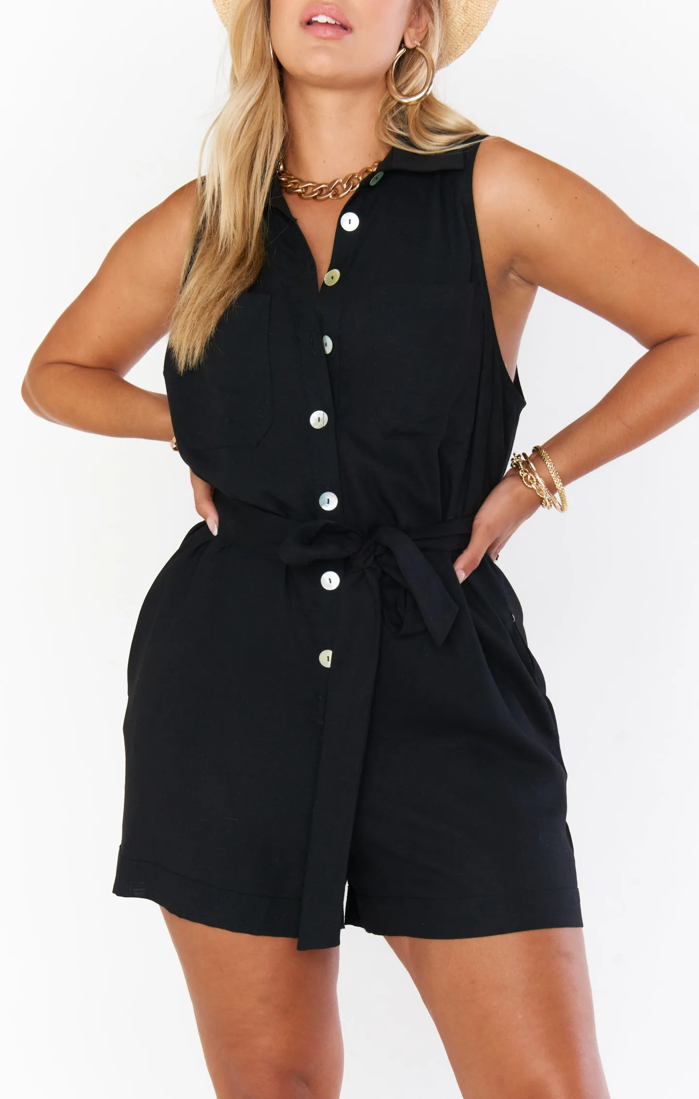 Milano Romper ~ Black Linen