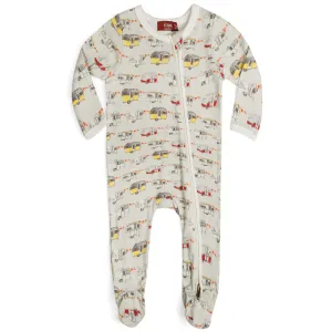 Milkbarn Kids Organic ZIPPER Footed Romper | Vintage Trailers