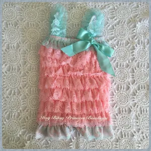 Mint and Pink Lace Playsuit