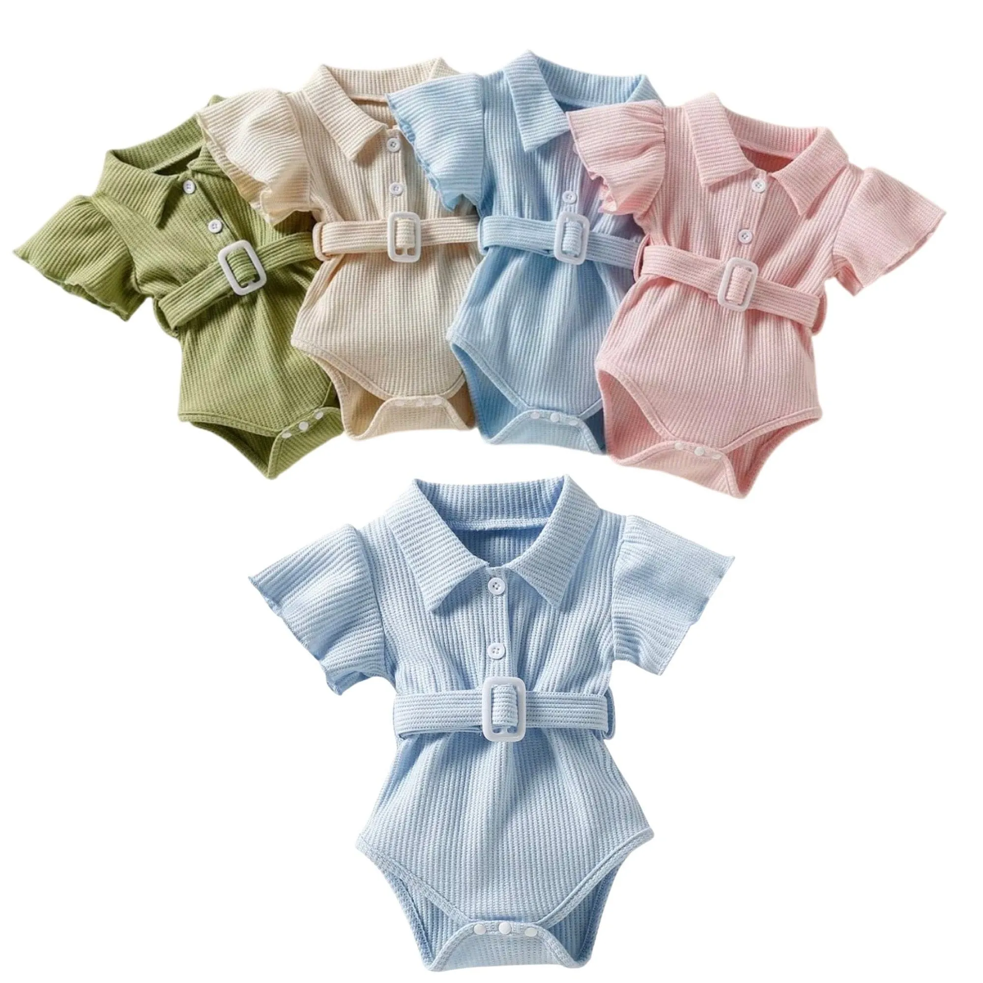 Miranda - Belted Cotton Ruffle Romper