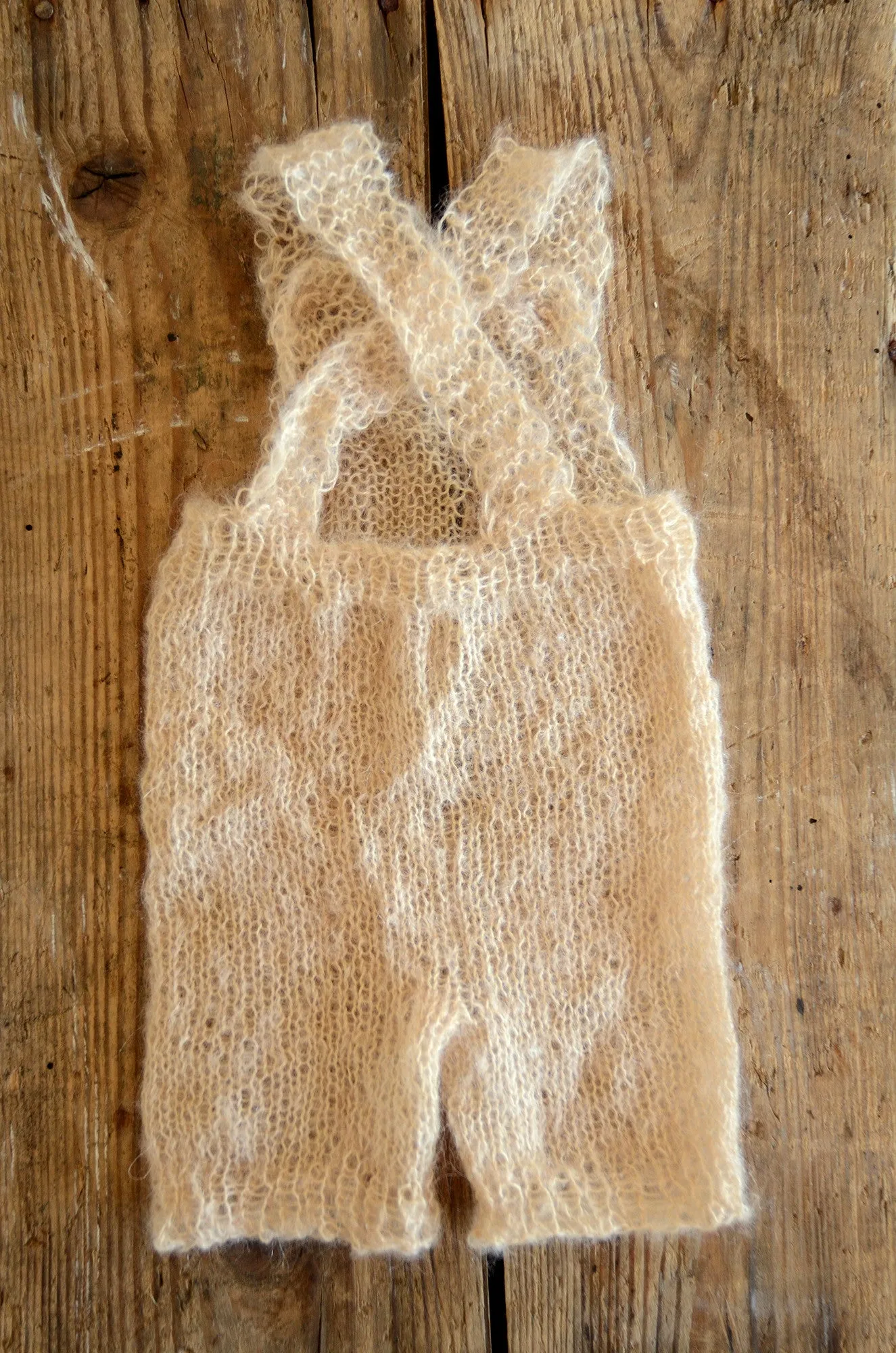 Mohair Overall with Patch and Buttons - Beige