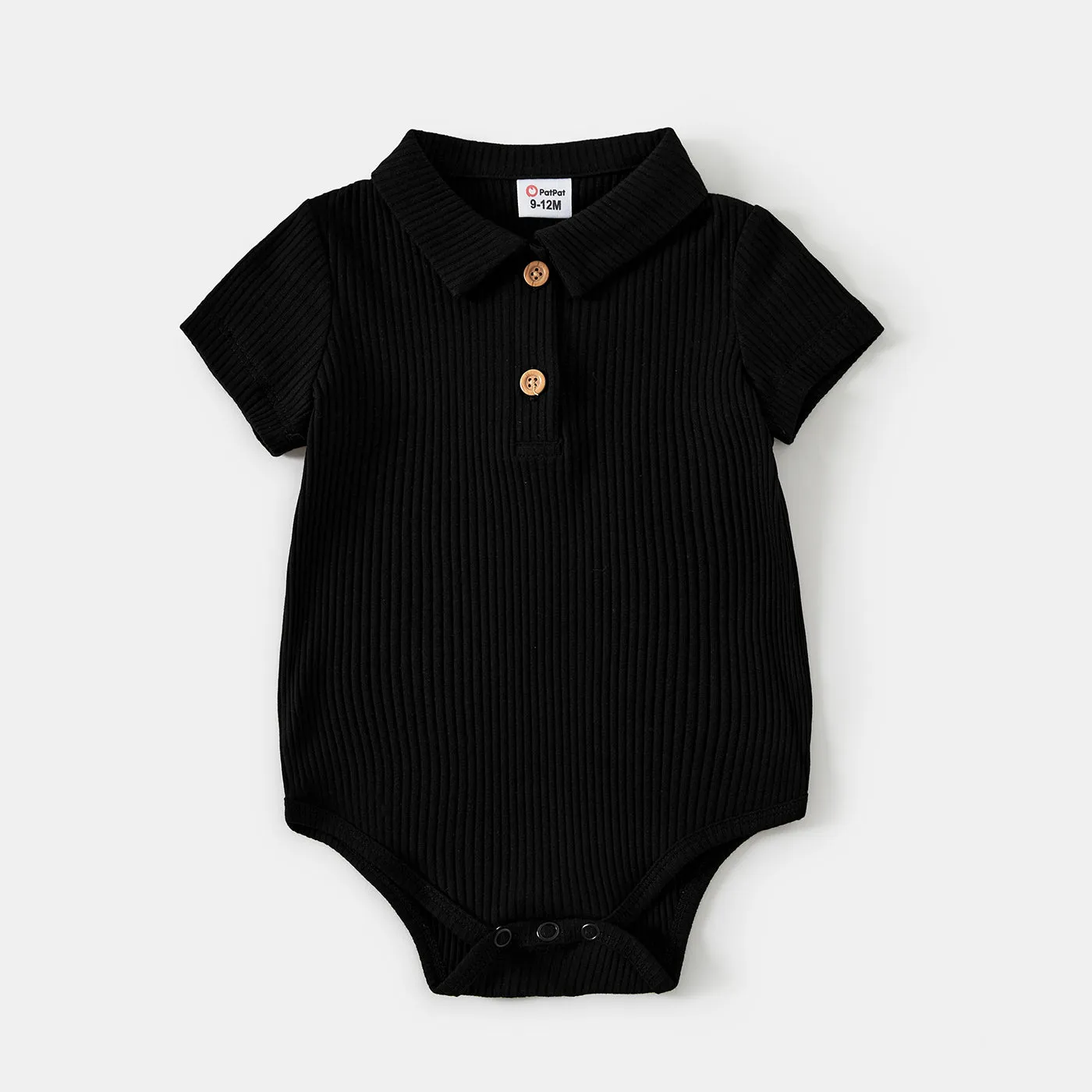 Mommy and Me Black Polo Neck Short-sleeve Dresses