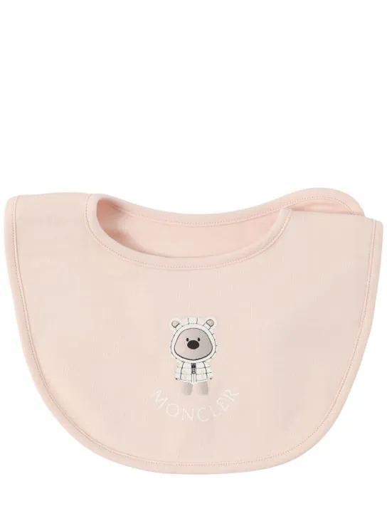 Moncler   Teddy bear cotton romper, hat &amp; bib 