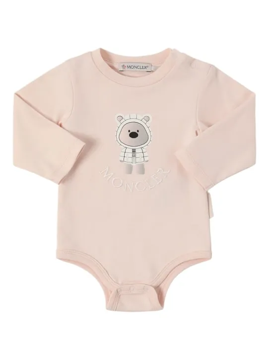 Moncler   Teddy bear cotton romper, hat &amp; bib 