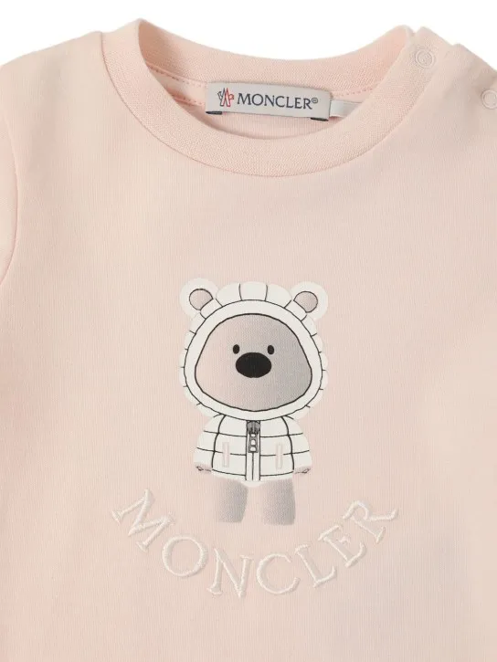 Moncler   Teddy bear cotton romper, hat &amp; bib 