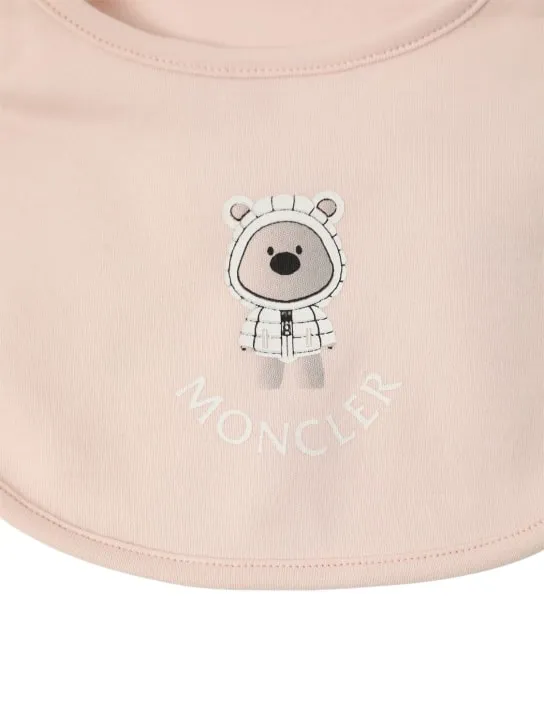 Moncler   Teddy bear cotton romper, hat &amp; bib 