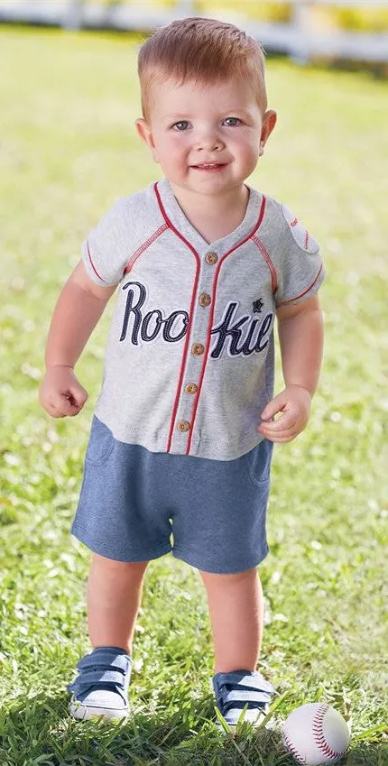 Mud Pie Baseball Raglan One Piece