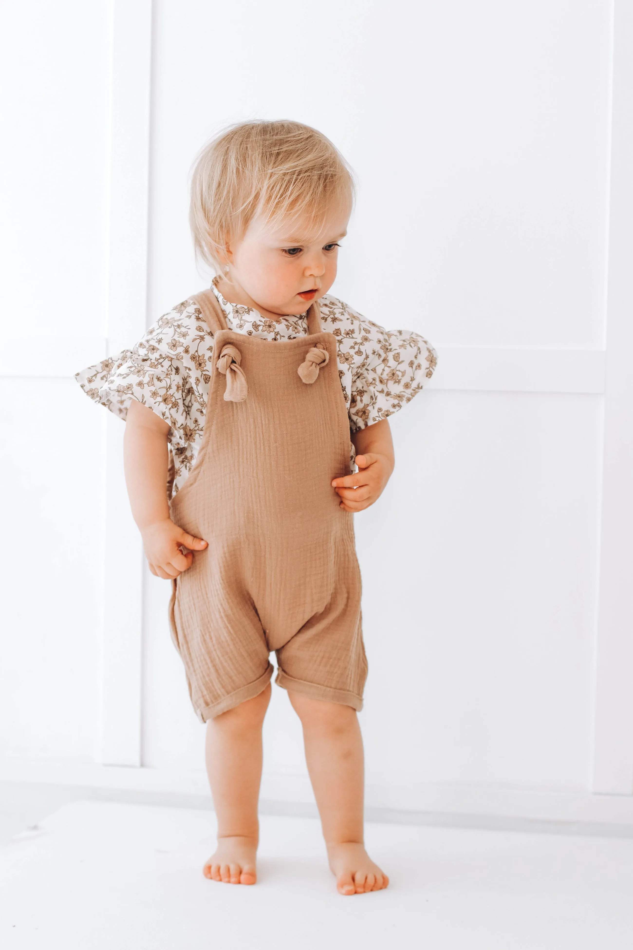 Muslin short leg dungarees