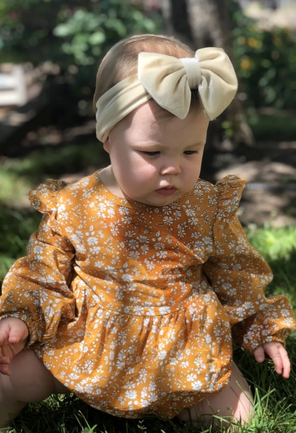 Mustard Floral Balloon Romper #100037