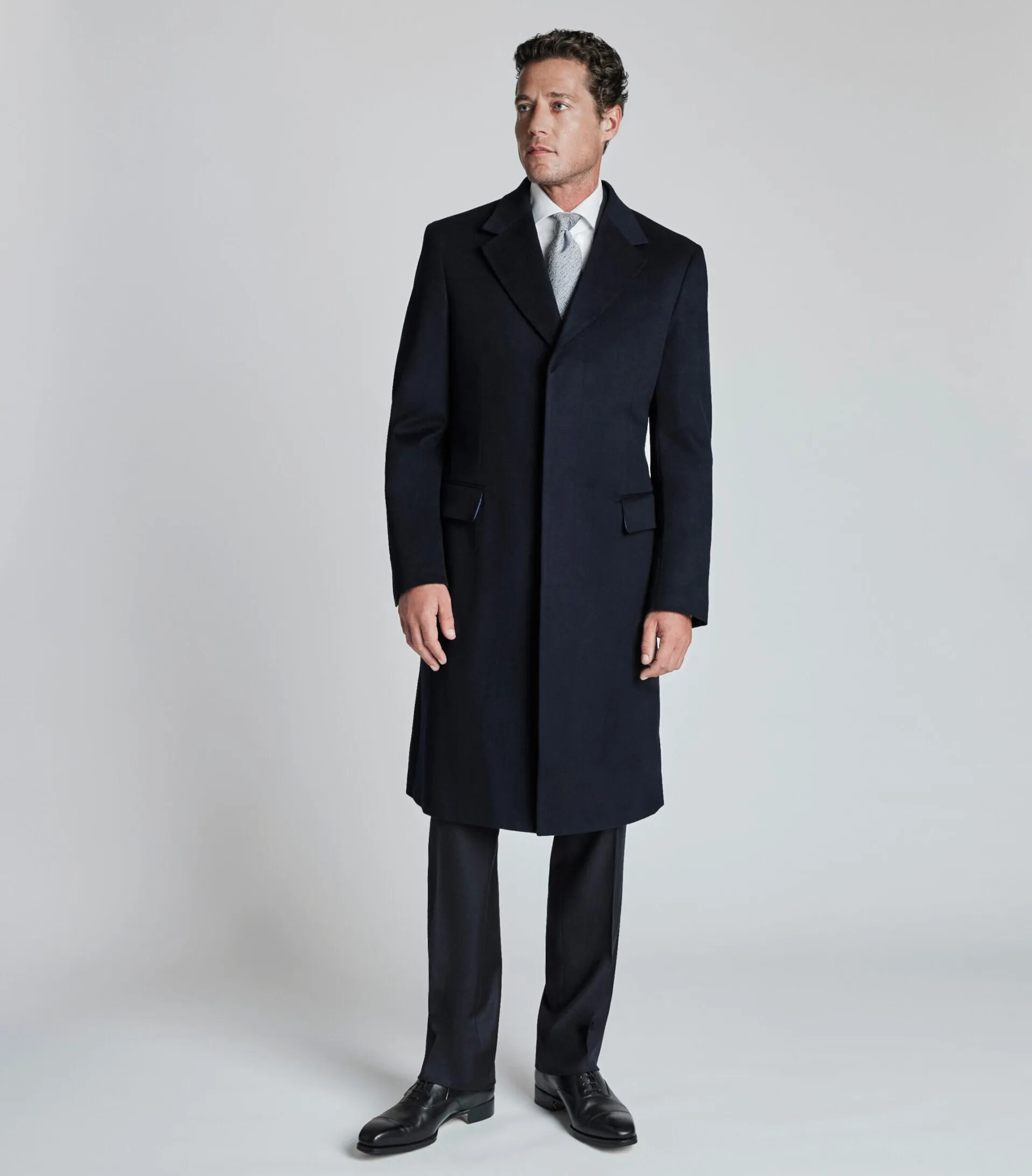 Navy Cashmere Storm System Overcoat