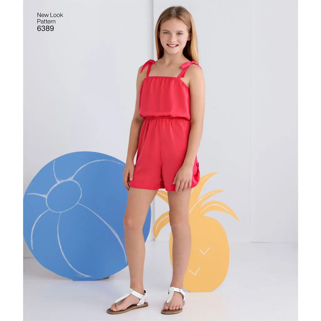 New Look Pattern 6389 Girls' Easy Jumpsuit, Romper and Dresses