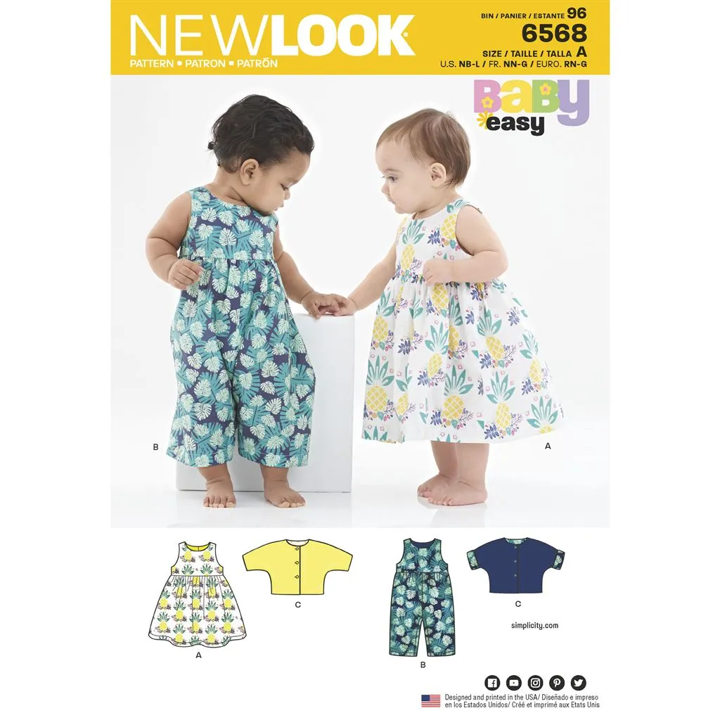 New Look Pattern 6568 Babies' Dress, Romper and Jacket