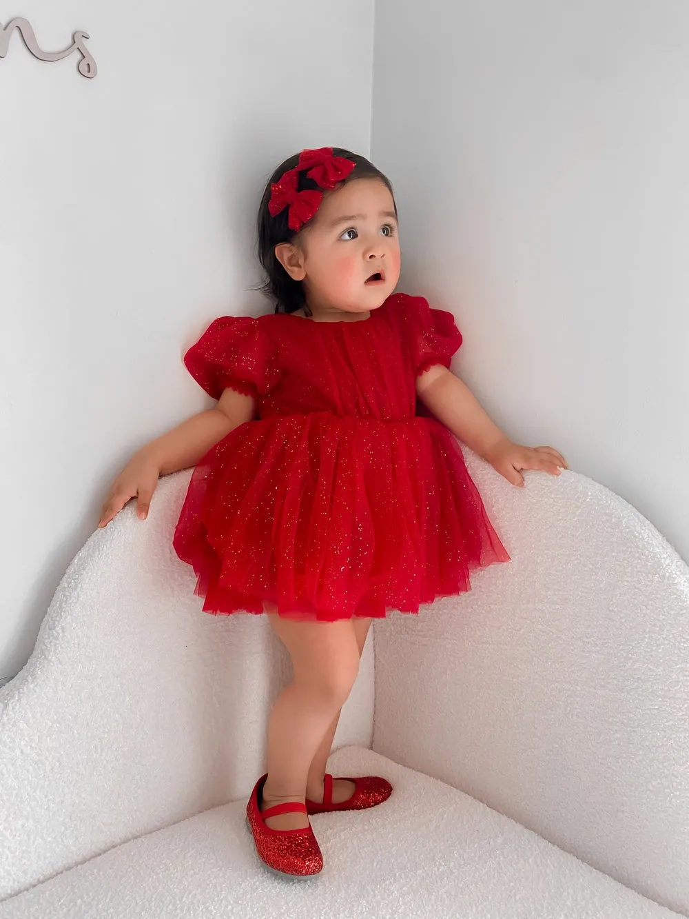 Nina Red Sparkle Christmas Romper