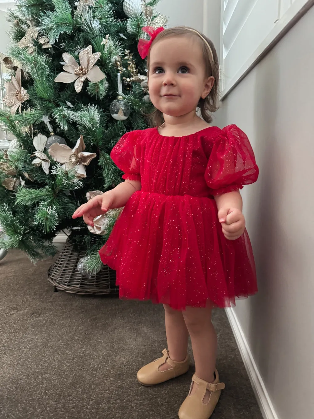 Nina Red Sparkle Christmas Romper