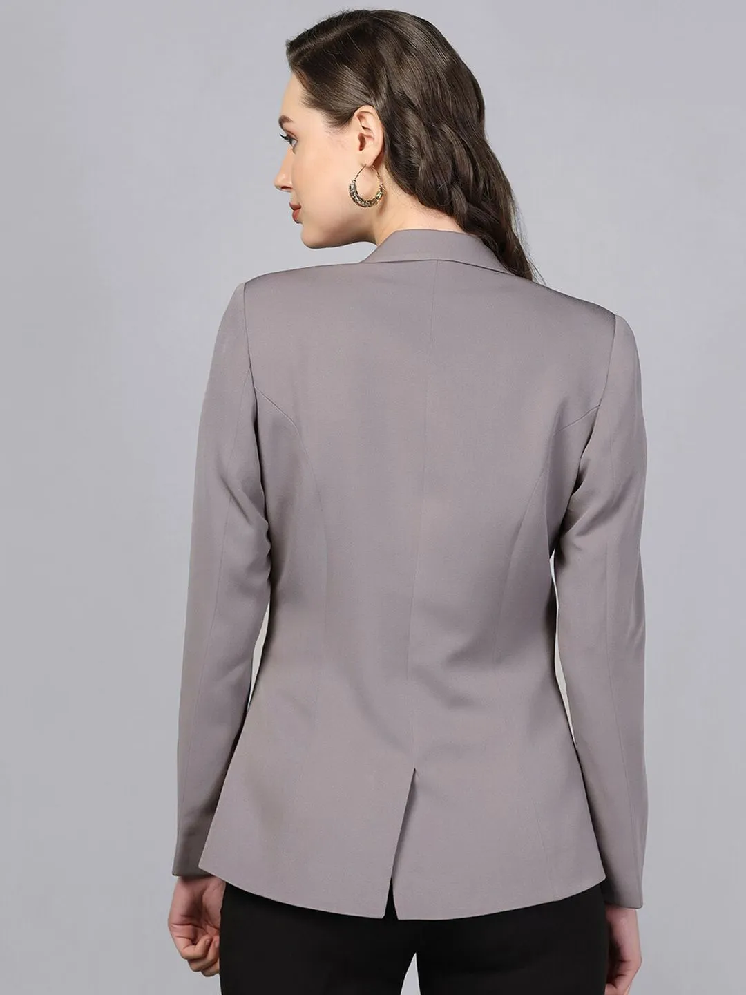 Notch Collar Stretch blazer- Grey