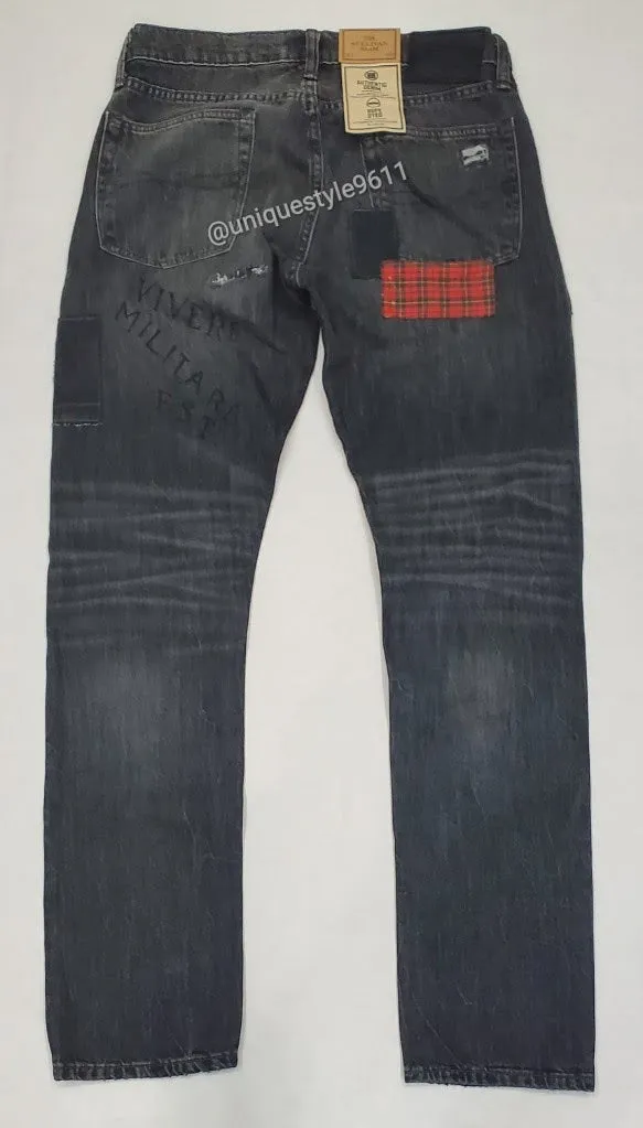 Nwt Polo Ralph Lauren Black Sullivan Slim-Fit Graphic Patch Jeans