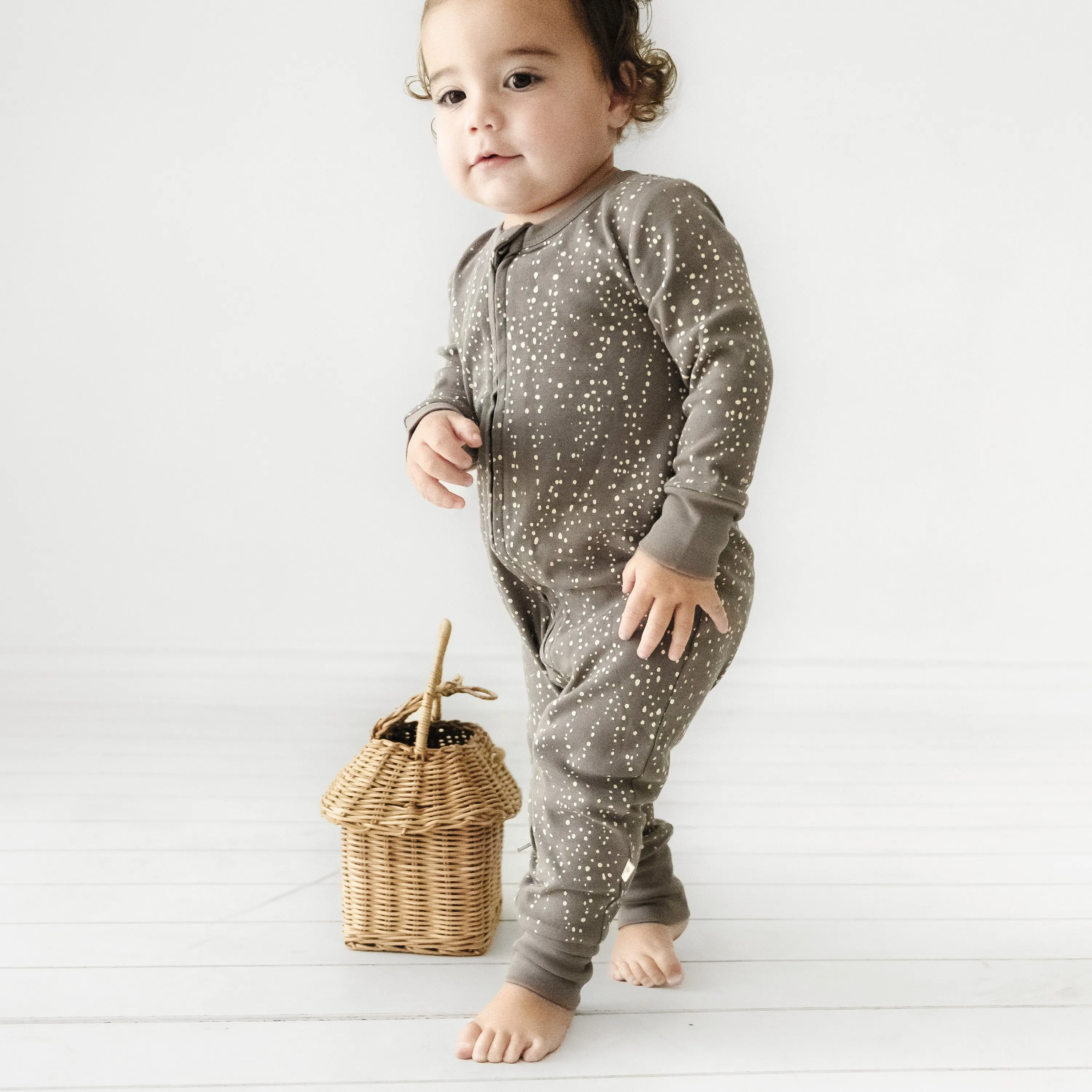 Organic Baby 2-Way Zip Romper - Speckle