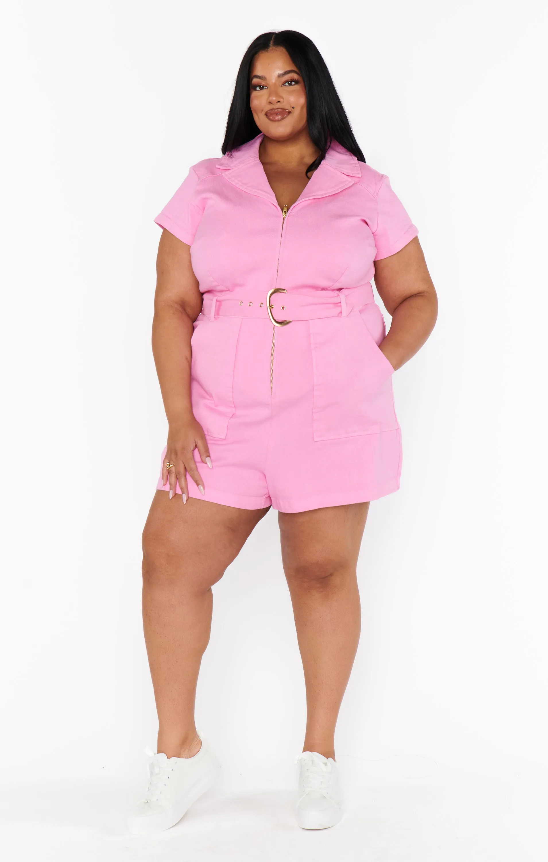 Outlaw Romper ~ Bubblegum Pink Denim